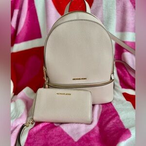 Michael Kors Soft Pink Backpack and Wallet